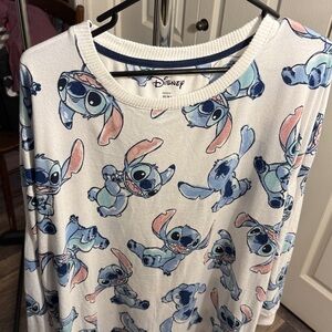Disney Blue and Pink Stitch Patterned Top